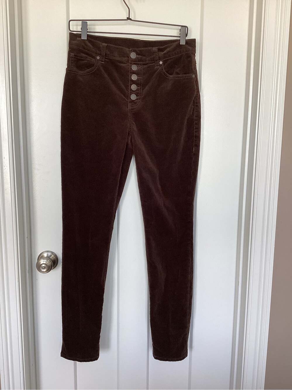 Cabi Brown corduroy Velvet Button Fly Skinny Pants – Size 6 (Style #4319) wm